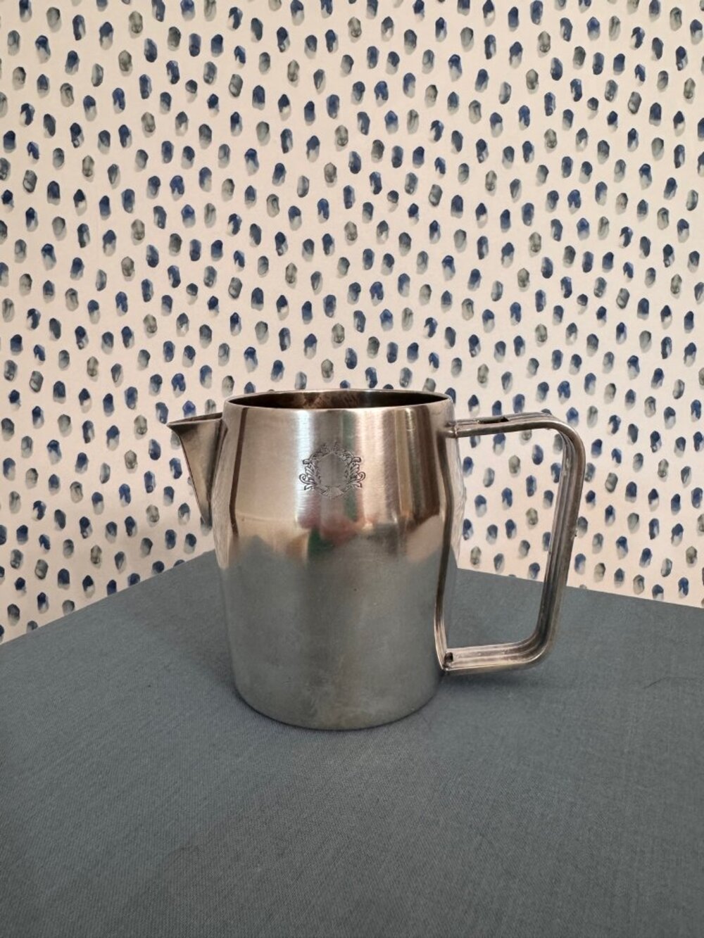 Vintage Oneida Sambonet Italy Silverplate Water Pitcher Engraved Crest